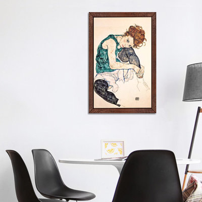 Seated Woman With Bent Knee II by Egon Schiele - Painting on Canvas