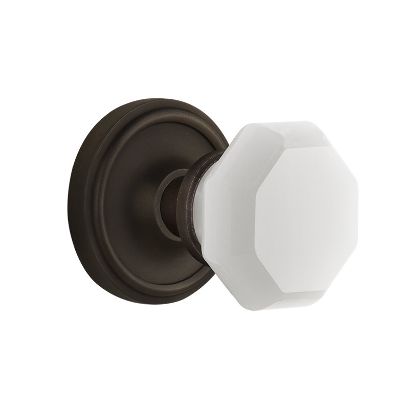 Rosette classique avec bouton de lait blanc Waldorf, Bronze frotté à l'huile, 2 3/4 po