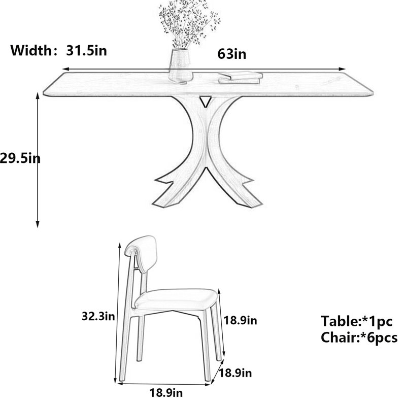 Table de salle à manger élégante en chêne et ardoise mat, H 29,5 po x L 63 po x l 31,5 po