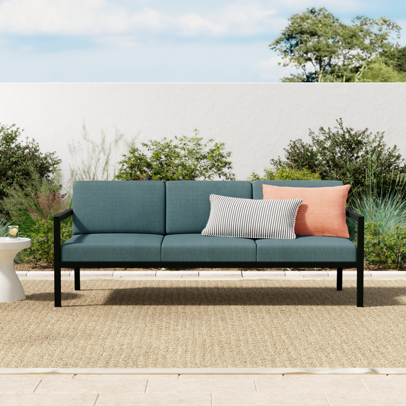 Vivant 83" Sunbrella® Patio Sofa, Cast Silver Sunbrella®, Black
