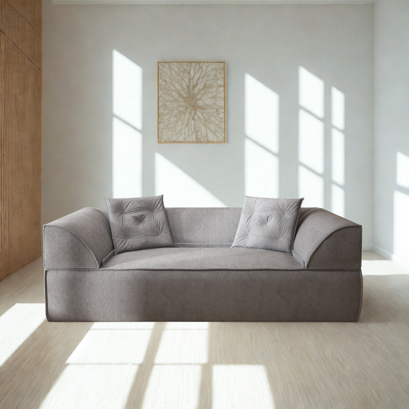 Canapé-lit convertible 3-en-1, canapé moderne à assise profonde de 79,5 po avec 2 coussins, canapé 3 places, canapé en chenille étincelant, méridienne pour salon, studio, bureau, gris