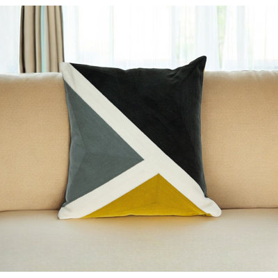Parkland Collection Axle Black Geometric 20" x 20" Embroidered Decorative Throw Pillow
