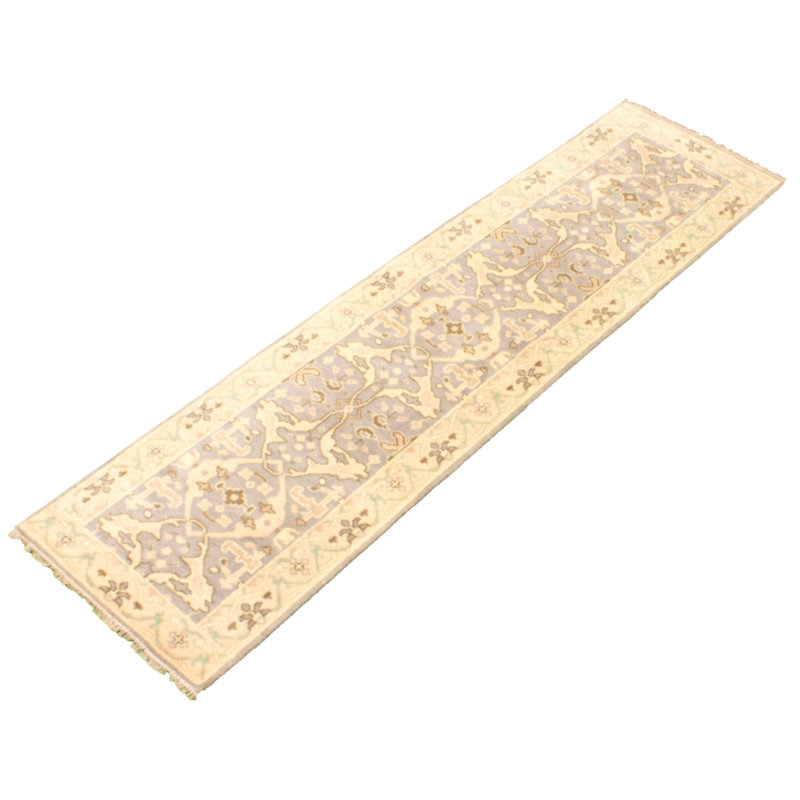Tapis de couloir en laine noué à la main de conception unique noué à la main New Age 2 pi 8 po x 9 pi 11 po Tapis décoratif gris/Ivoire