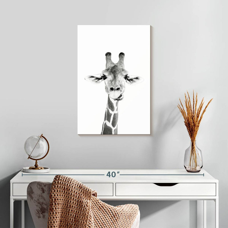 Brampt Happy Giraffe en noir et blanc, H 24 po x l 16 po