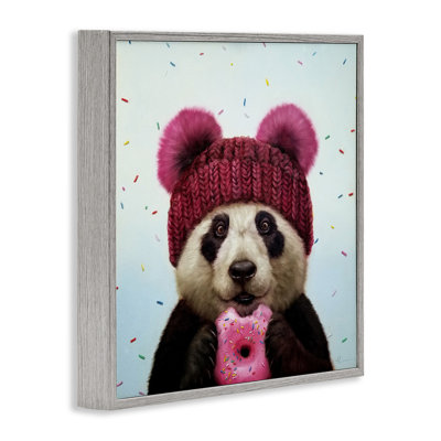 Happy Panda Bear with Pink Sprinkle Donut by Lucia Heffernan - Graphic Art