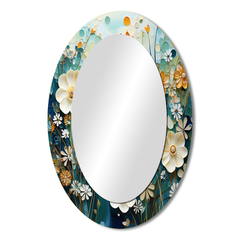 Miroir mural ovale vert et bleu Tranquil Oasis II, 36 po x 24 po