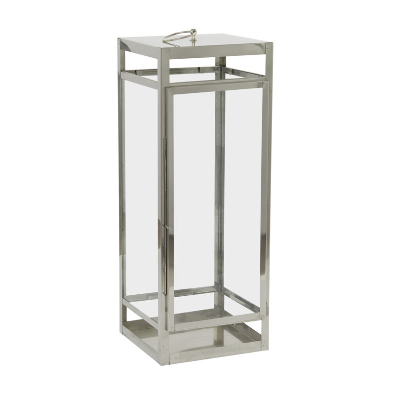 Lanterne de table 32 po en acier inoxydable, Argent