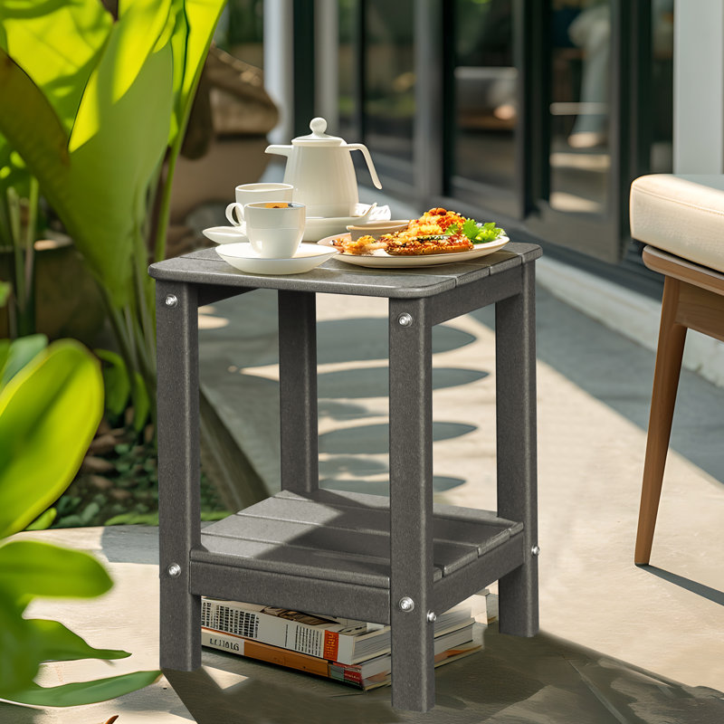 Square 12.5 "L x 13.1" W Outdoor Side Table, Gray