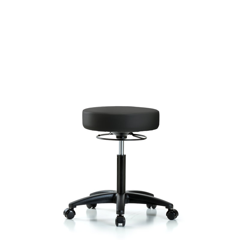 Phoebe Adjustable Height Lab Stool, Black, Casters