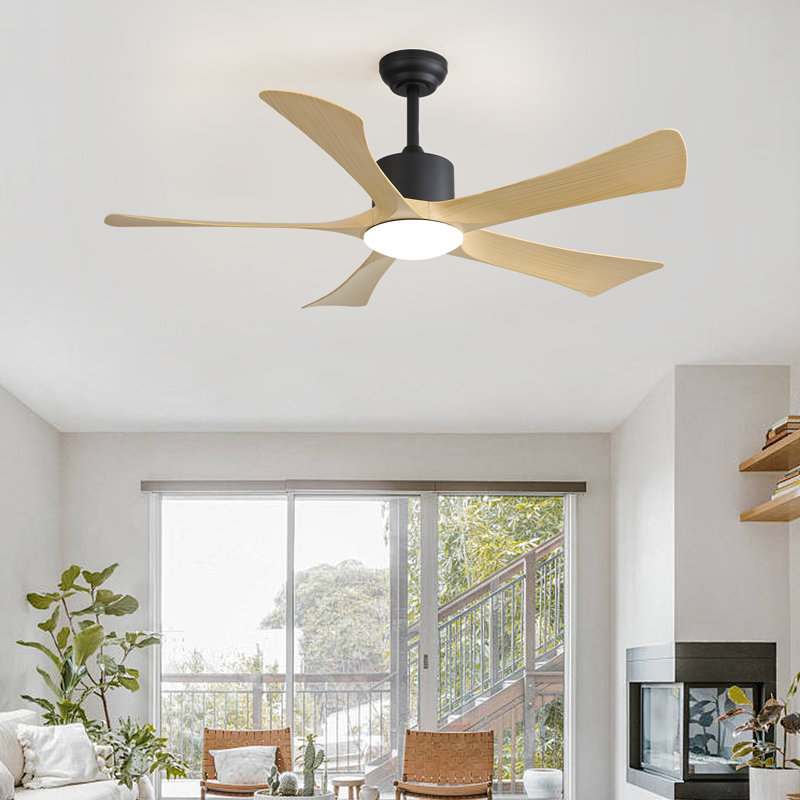 Ventilateur de plafond d'intérieur de 52 po avec lumière DEL et télécommande, ventilateurs de plafond modernes à 5 pales pour le salon Ferrete
