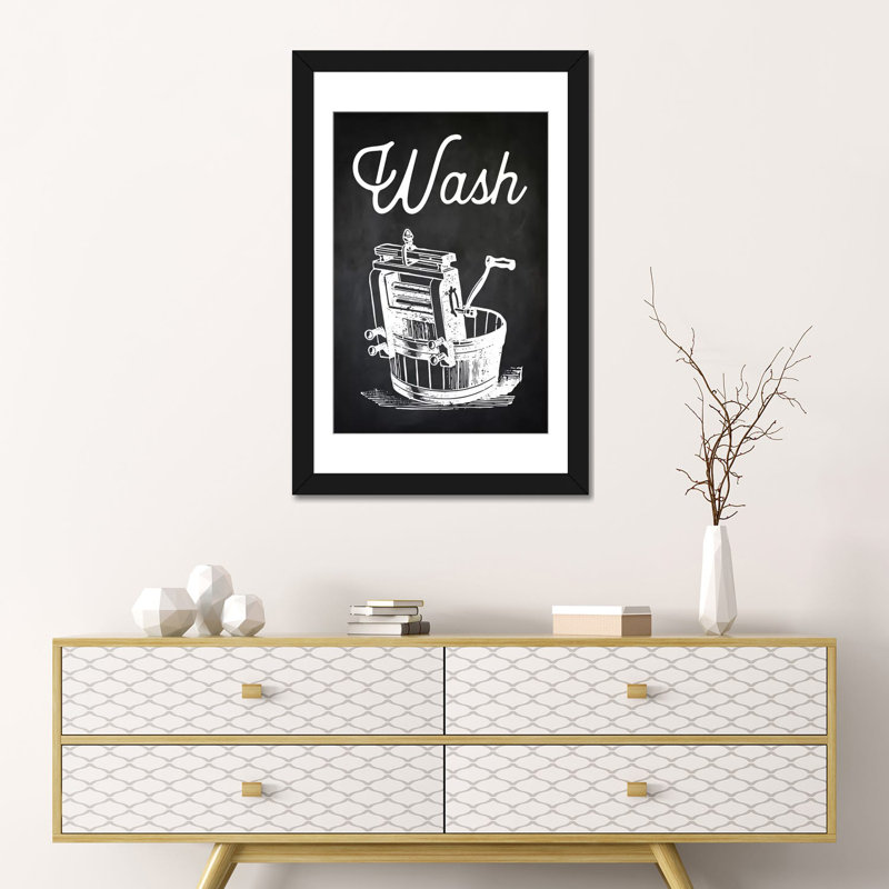 «Wash», impression sur toile, H 24 po x l 16 po x P 1 po, Papier d'art encadré noir, Blanc