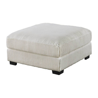 Joana Cocktail Ottoman, Wide Welt Corduroy Fabric, 37 Inch by Benjara