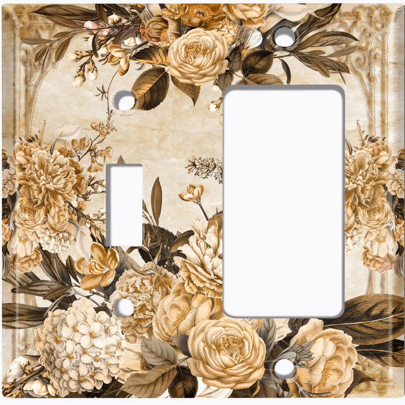 Plaque murale vintage à 2 interrupteurs à bascule / bascule Vintage Rose, Beige/gris