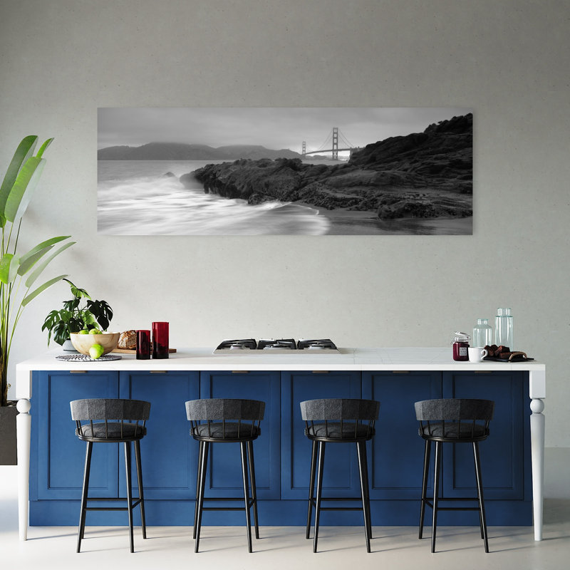 Waves Breaking On Rocks Golden Gate Bridge Baker Beach San Francisco California USA by Mark Denton - Wrapped Canvas Panoramic Print