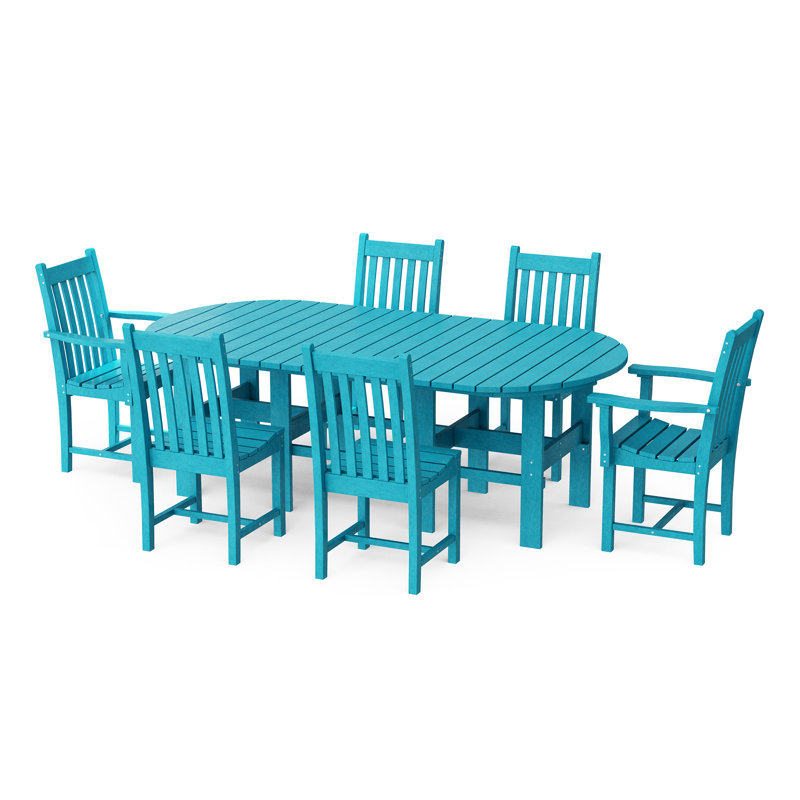 Classic 7-Piece 44" x 84" Dining Set, Aruba Blue