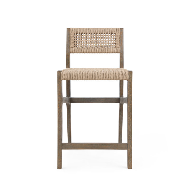 Eva Stool with Solid Wood Frame, Driftwood