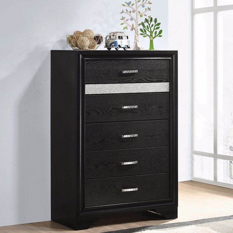 6-Drawer Bedroom Chest (Chest Of Drawers), Black