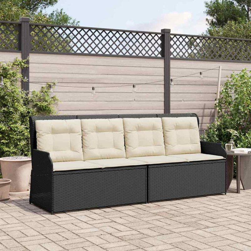 Poly Rattan Outdoor Bench, Cream, Black