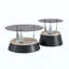 Ensemble de tables basses gigognes de luxe à prix abordable. Ensemble de nidification en verre trempé transparent. Table basse ronde de salon, ensemble de deux pièces.
