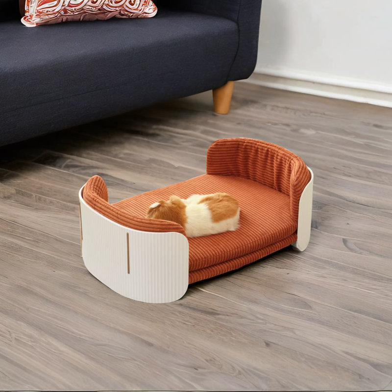 Indoor Cat Couch Bed, Medium Size 31.9" W x 20.9" D, Brown/White