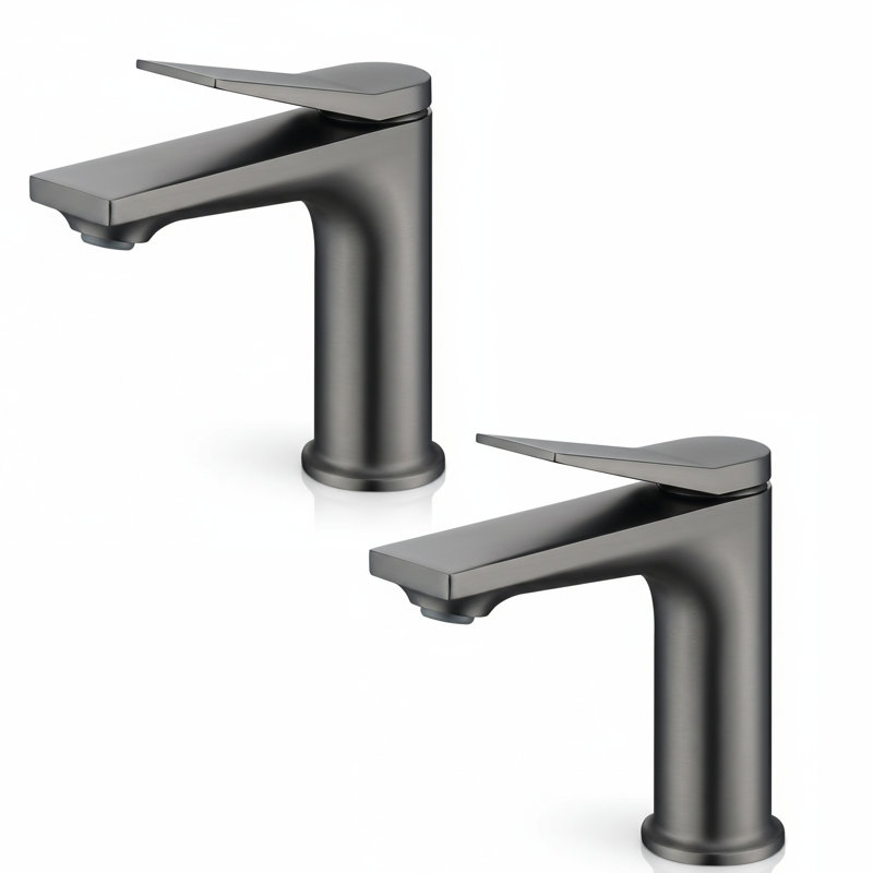 Single-Handle Single Hole Bathroom Faucet (Set of 2), Gun Gray