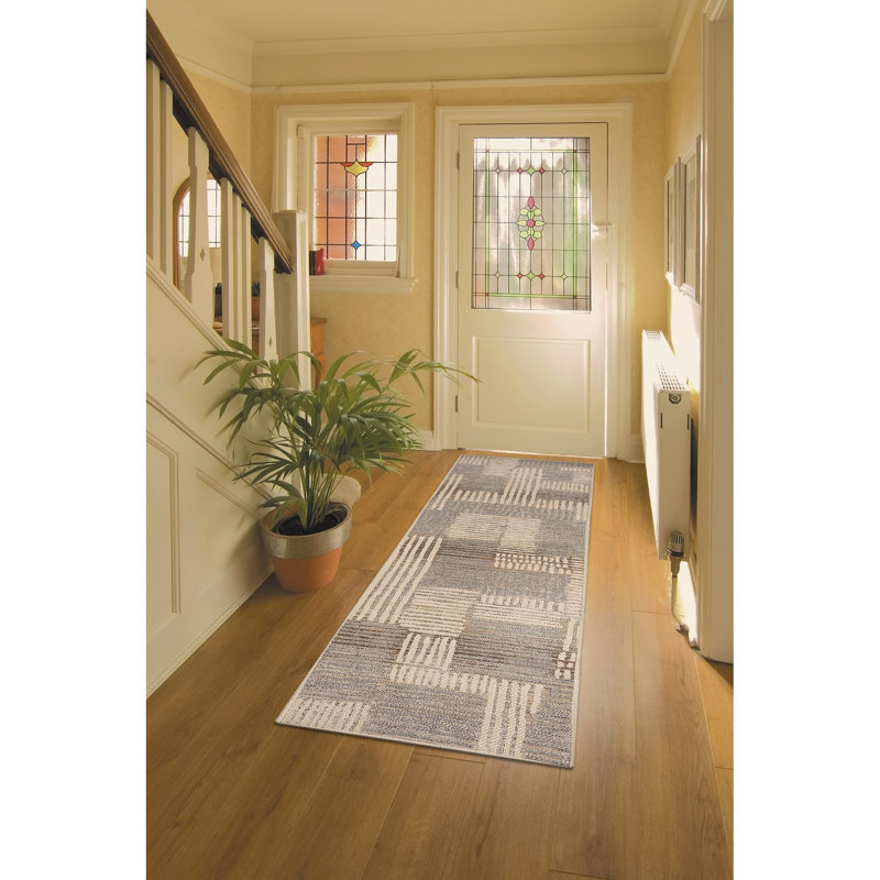 Tapis intérieur / extérieur Madis Lines Neutre, Tapis de couloir 1 pi 11 po x 7 pi 6 po