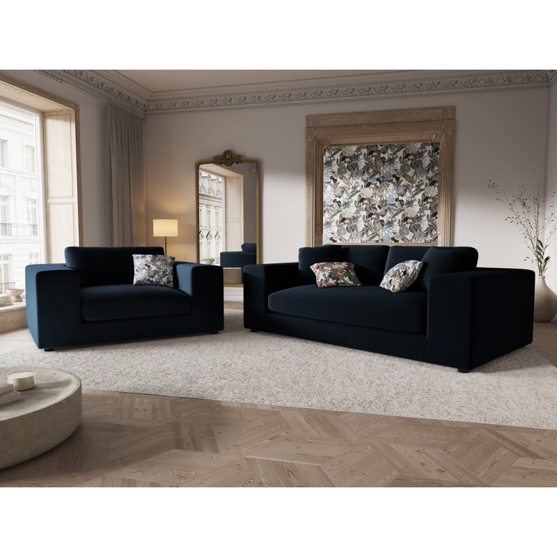 Micadoni Home 3 Seater Velvet Sofa, Royal Blue