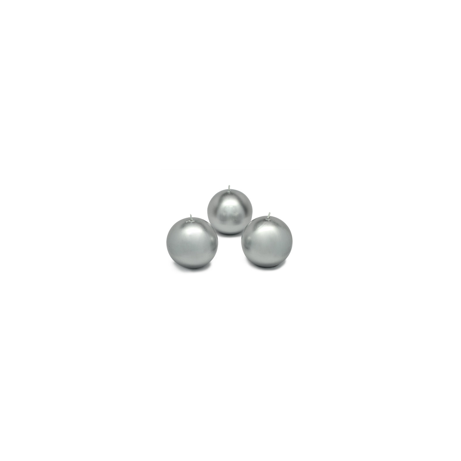Ball Candle, Set of 12, 4" Diameter, Metallic Silver