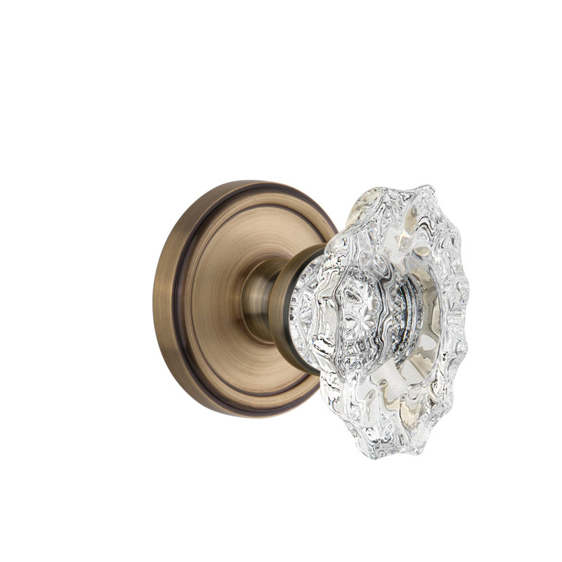 Rosette double avec bouton de porte en cristal Grandeur Georgetown Rosette, Laiton rétro