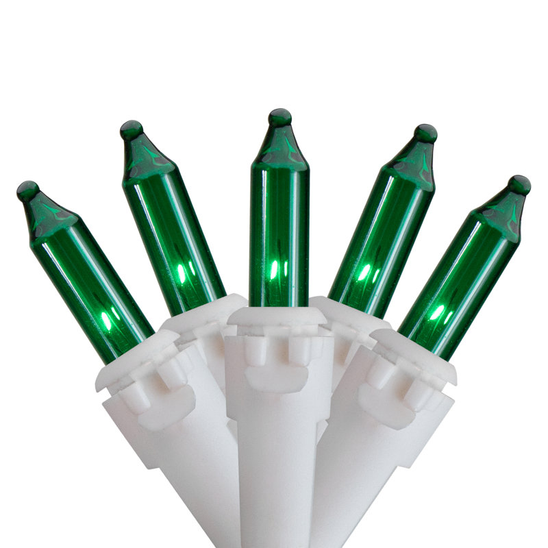 50-Count Mini Christmas Light Set 10ft Wire, Green/White