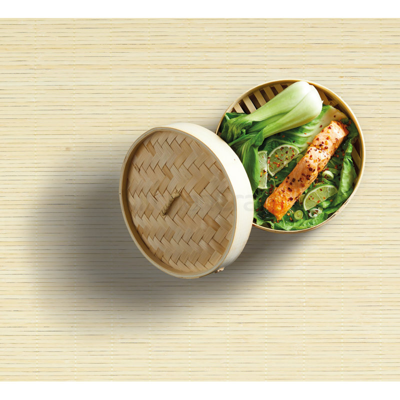 World of Flavours Oriental Two Tier Bamboo Steamer Basket with Lid