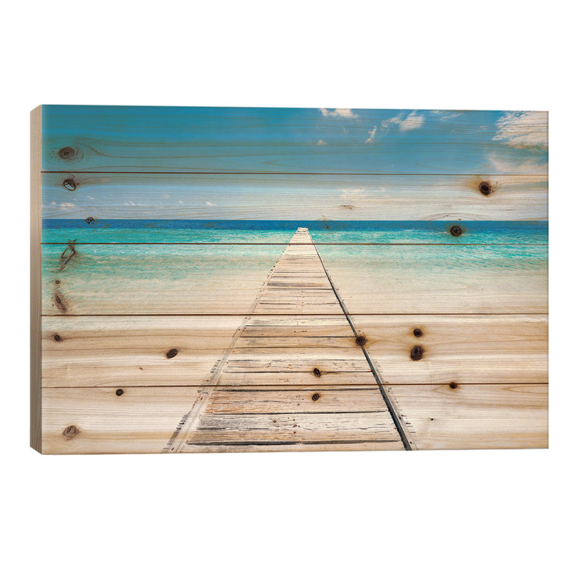 Jetée sur une magnifique île aux Maldives par Jan Becke - Impression sur bois sans cadre, L 26 po x H 18 po