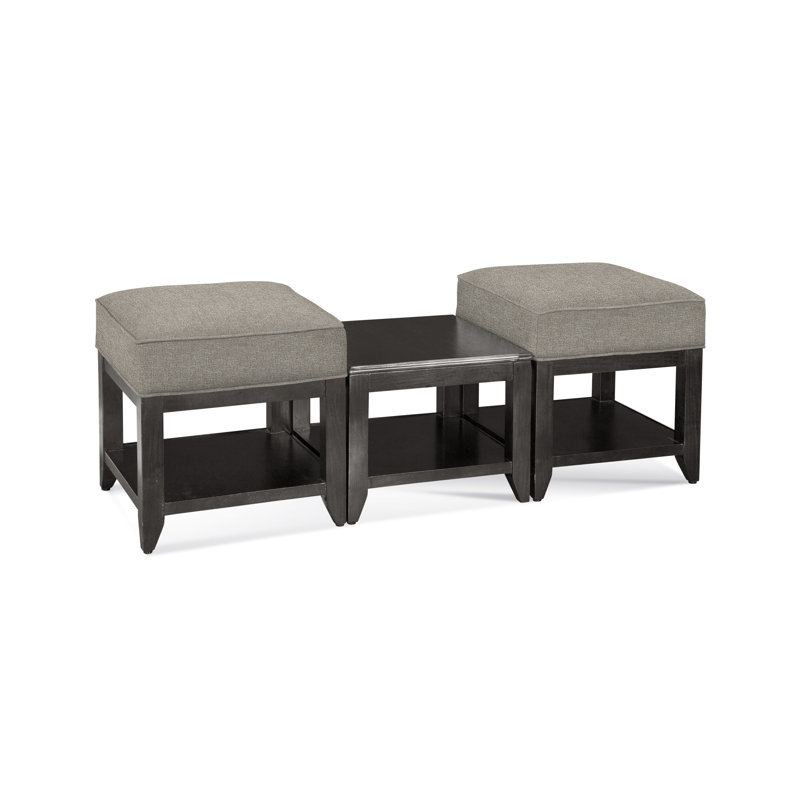 Elements Upholstered Cube Ottoman, Antique Black, Basic Gray; 0317-83