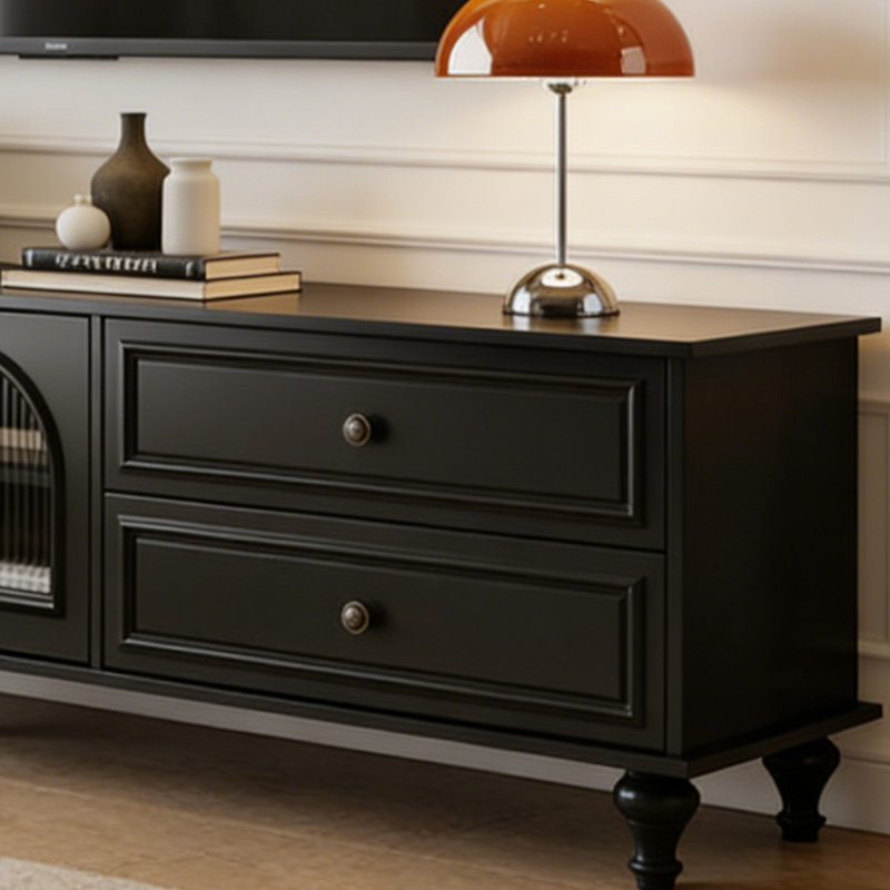 Meuble télé avec rangement Luxury, Noir, H 22,83 po x L 86,61 po x l 15,74 po