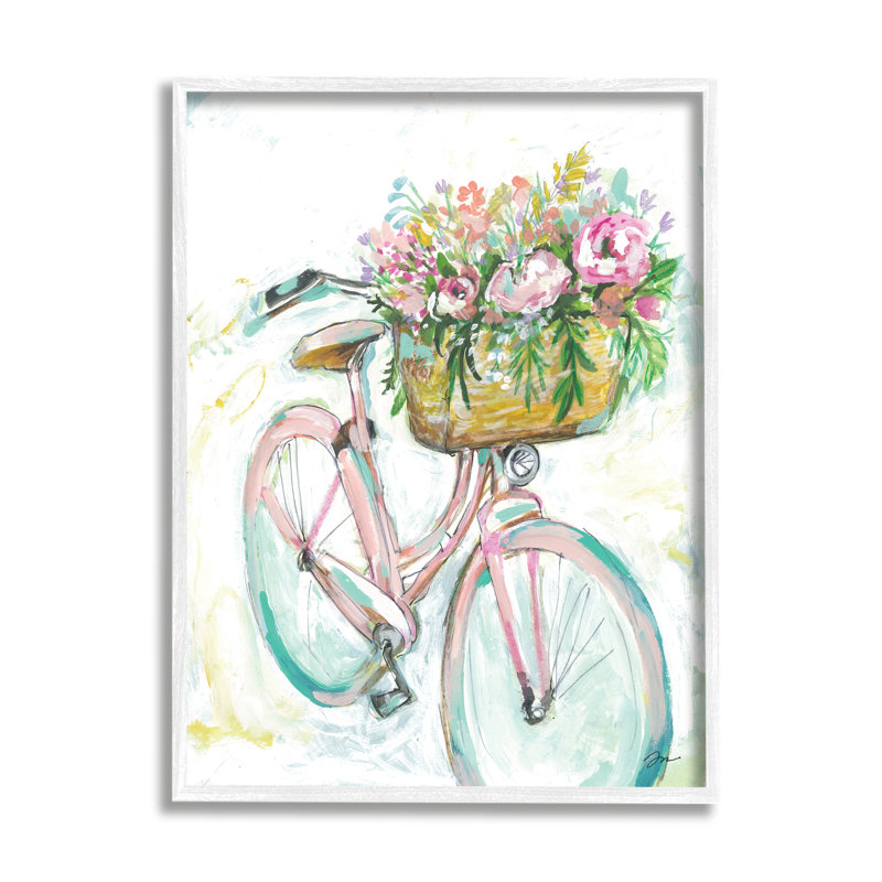 Ressort de vélo rétro parisien, H 24 po x l 24 po x P 1,5 po, Giclée encadrée blanc bord de mer