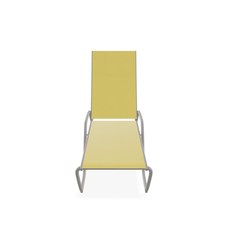 Outdoor Rust-Resistant Metal Chaise Lounge, Textured Warm Gray, Yellow 43D