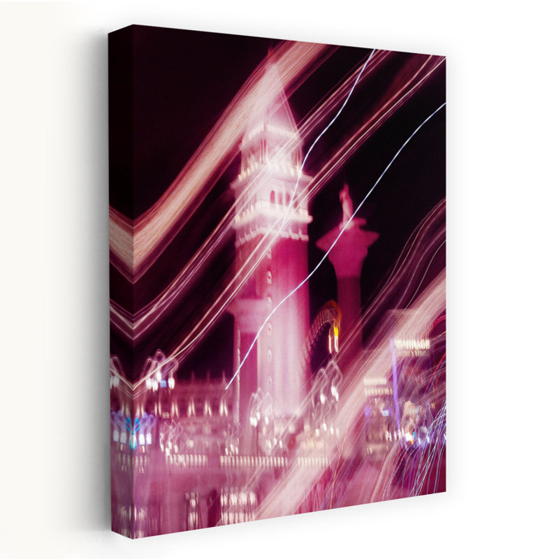 «Pink City Trails», impression d'art abstrait coloré de ville rêveuse, H 24 po x l 16 po