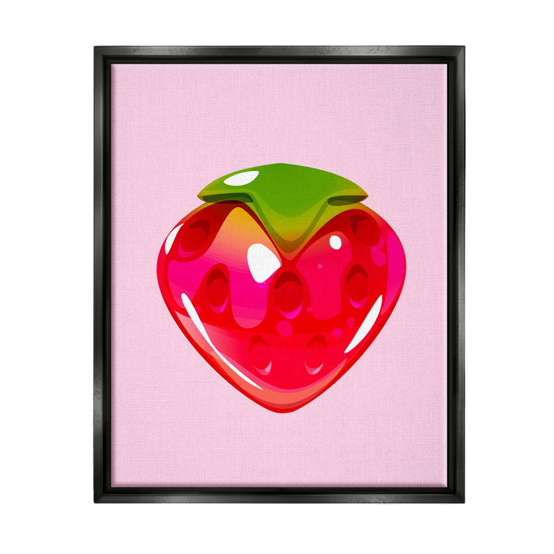 «Strawberry Gummy Candy» encadré sur bois par Lil 'Rue, impression, H 31 po x l 25 po x P 1,7 po, Cadre flottant noir de jais