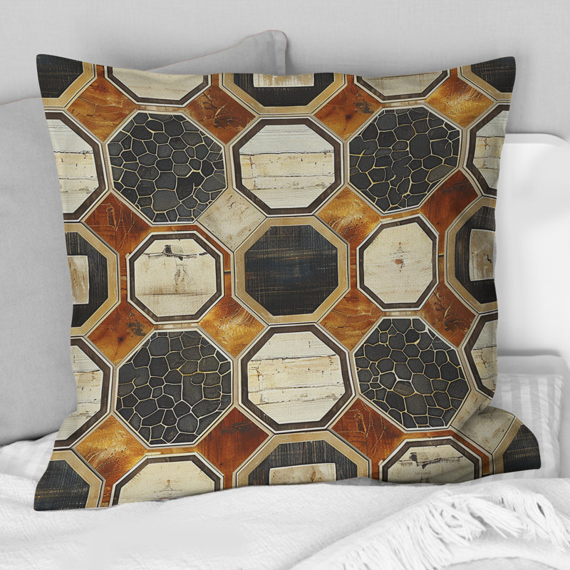 Coussin décoratif brun beige Midcentury I - Midcentury, H 16 po x l 16 po