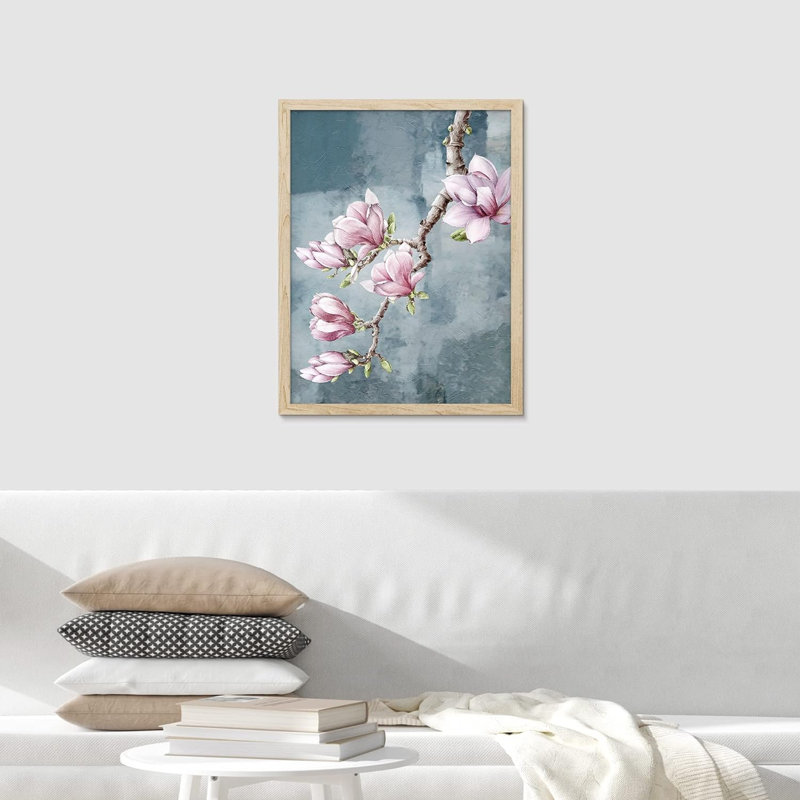 Art pastel sur fond de fleurs de cerisier pastel, Naturel, H 16 po x l 12 po x P 0,75 po