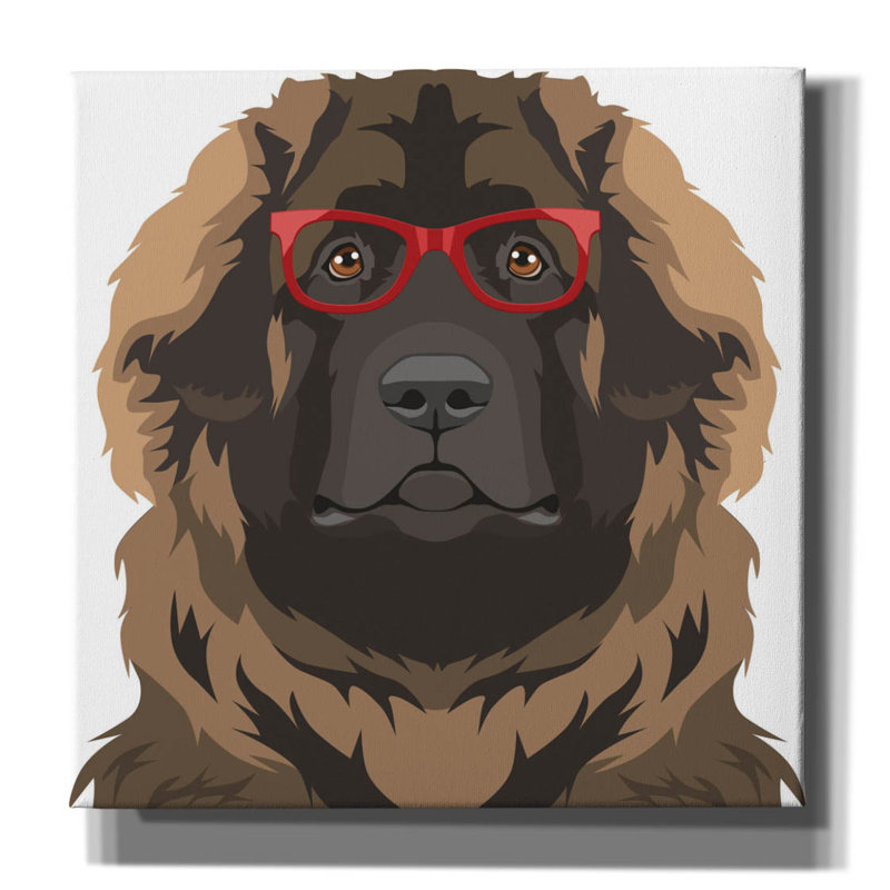 «Leonberger Porter des lunettes de hipster» par Furbaby Affiliates, art mural sur toile, H 18 po x l 18 po x P 0,75 po