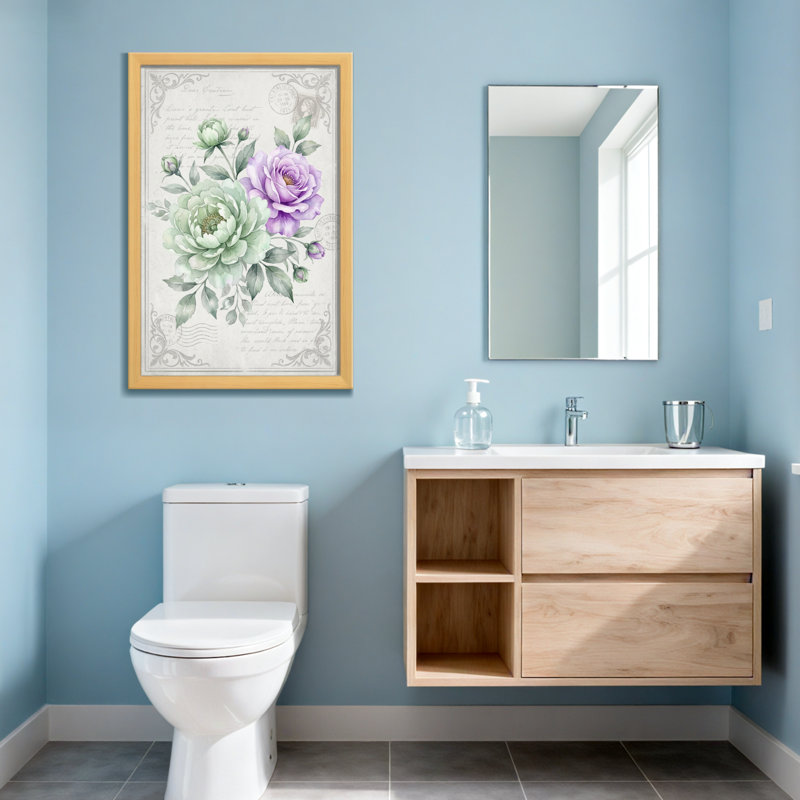 Plantes et fleurs roses rétro, H 36 po x l 24 po, Toile tendue, Ne s’applique pas