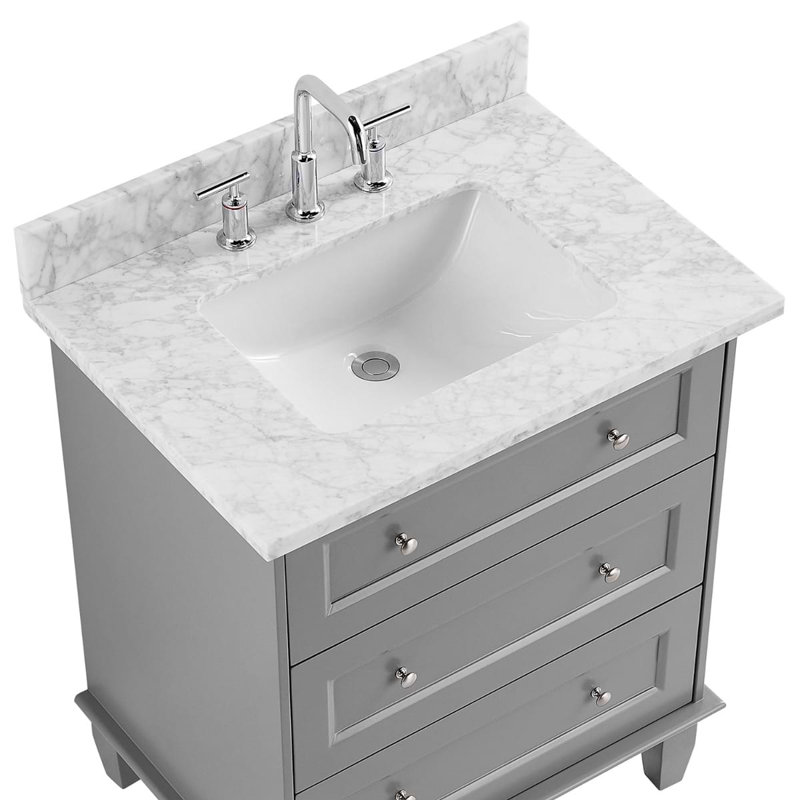Nora 30" Freestanding Standard Single Bathroom Vanity with Top, Gray