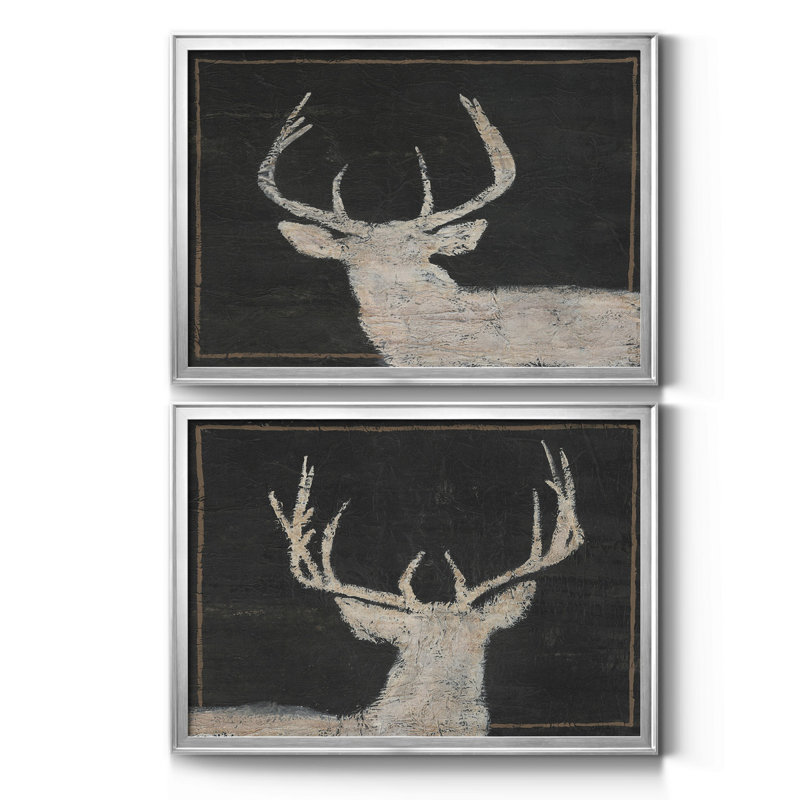 Brow Tine Deer I - ensemble de 2 peintures encadrées, Chrome, H 30,5 po x l 45 po x P 1 po