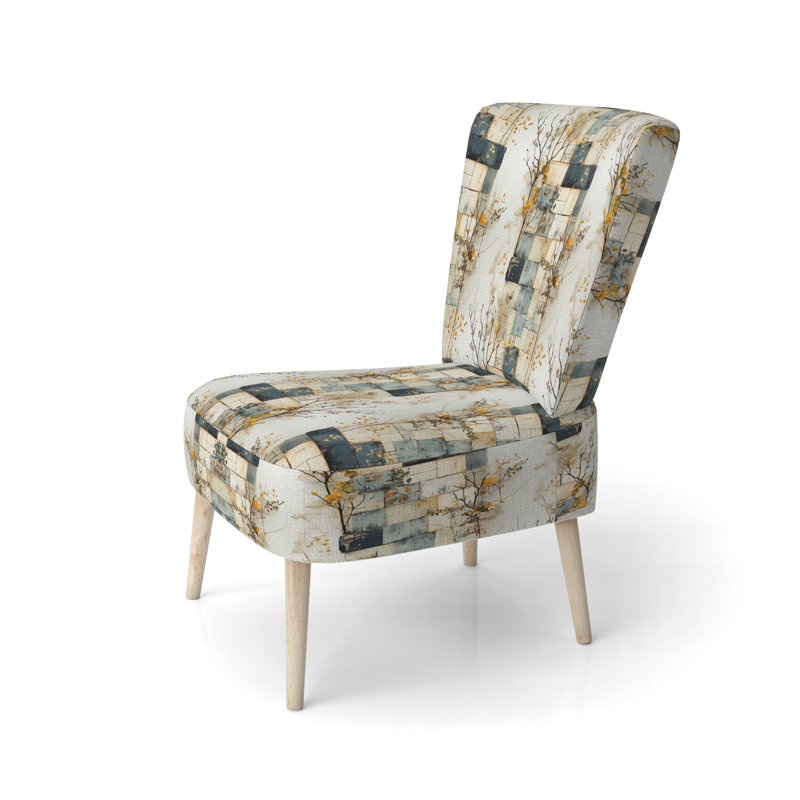 Chaise d'appoint vintage et décontractée A, Rêves botaniques cubiques gris