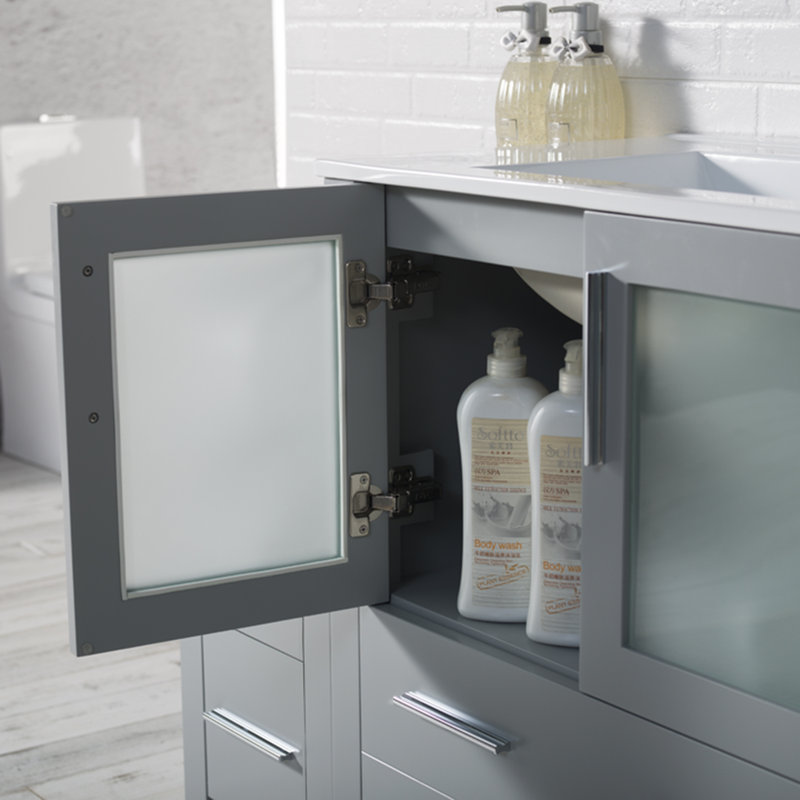 54'' Single Bathroom Vanity with Sink, Metal Gray
