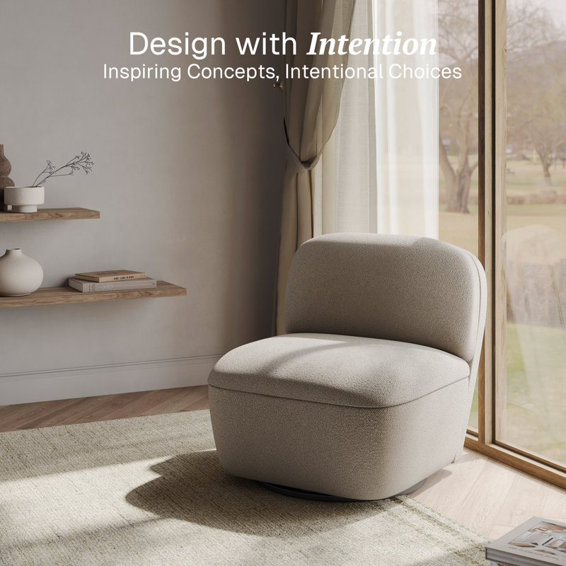 Upholstered 360-Degree Swivel Accent Chair with Hidden Storage - Set of 2, Beige