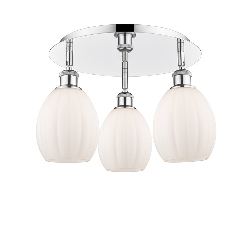 Plafonnier semi-encastré en verre Berl, Blanc mat, Chrome poli