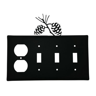 Pinecone 4-Gang Duplex Outlet / Toggle Light Switch Combination Wall Plate