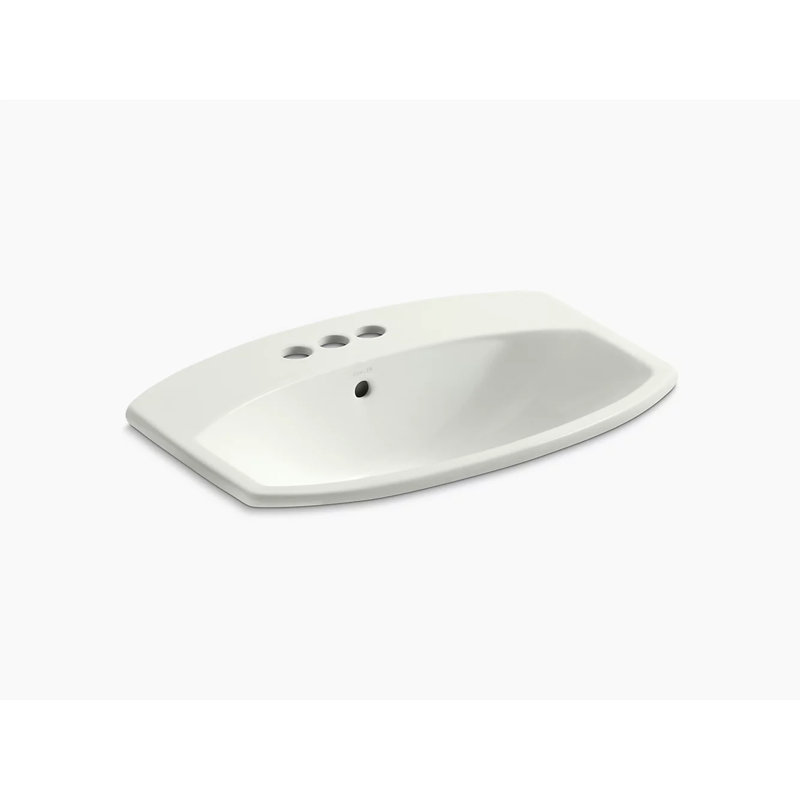 Cimarron Vitreous China Rectangular Drop-In Bathroom Sink with Overflow, Dune, 4" Centers